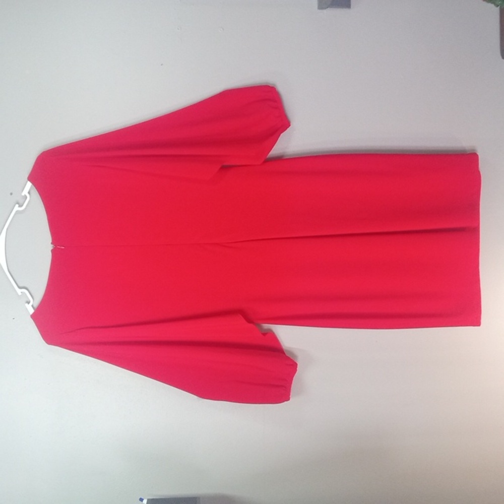 Lauren Ralph Lauren Vibrant Red Long Sleeve Midi Dress Size 10 - Picture 3 of 8